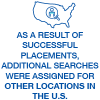 Successful placements lead to additional searches for other locations in the US.