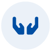 Hands open blue icon