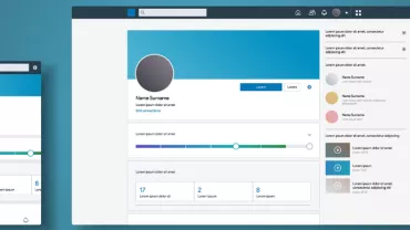 Desktop and mobile view of a social media profile page mockup.