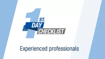 Graphic of '1st Day Checklist' with text 'Experienced professionals'.