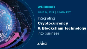 Webinar on cryptocurrency and blockchain integration in business, June 24, 2021, 2:00PM EST.