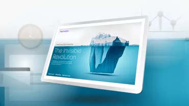 Tablet displaying iceberg with text 'The Invisible Revolution.'