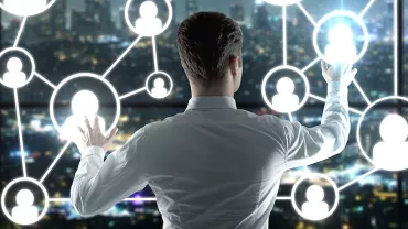 Person interacting with virtual network interface