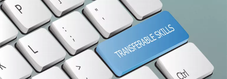 Blue keyboard button labeled 'Transferable Skills' among white keys.