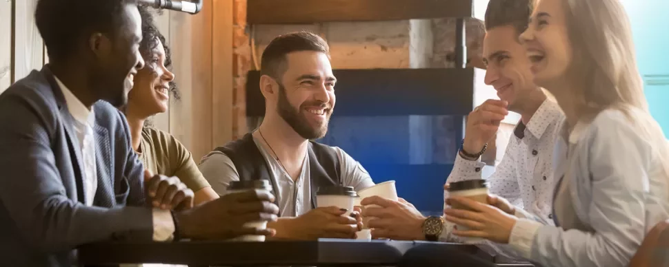 A group of colleagues having a cup of coffee