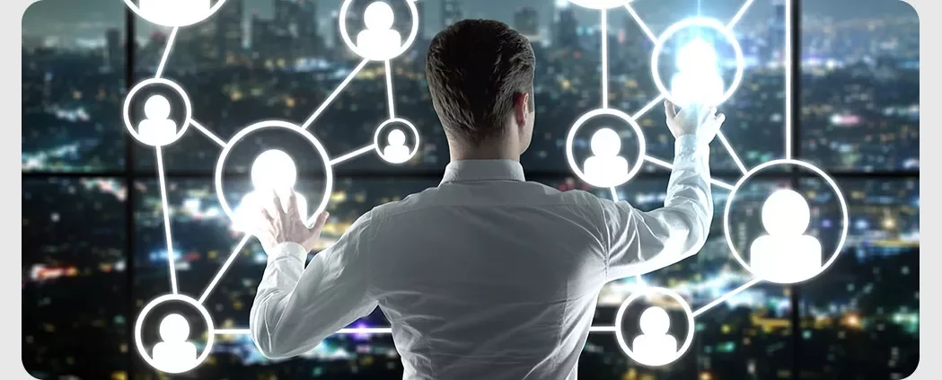 Person interacting with virtual network interface